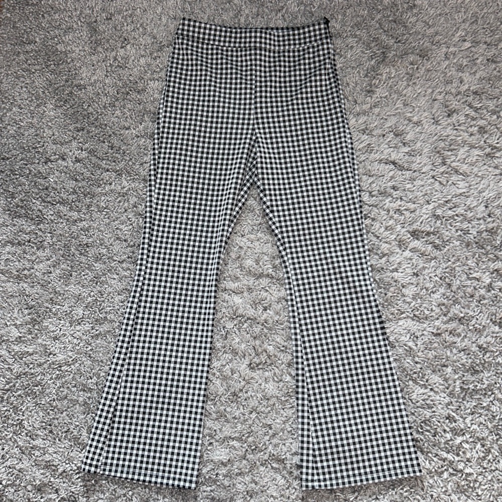 Forever 21 Crop Kick Flare Gingham Pants Small - Picture 1 of 3